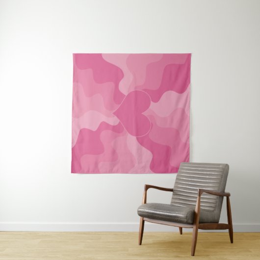 Tenture Coeur d'amour - rose (En situation (horizontale))