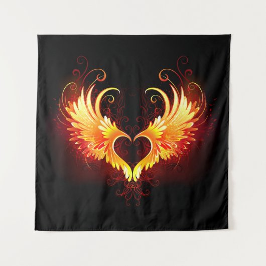 Tenture Coeur de feu ange avec ailes (Devant (Horizontal))