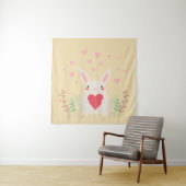 Tenture Coeur de lapin mignon valentine (En situation)