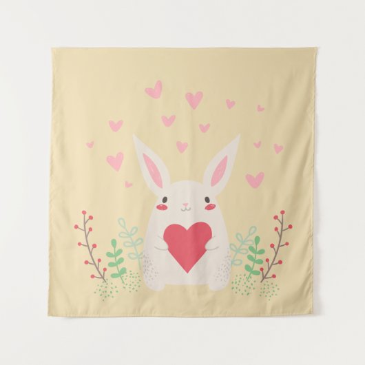 Tenture Coeur de lapin mignon valentine (Devant)