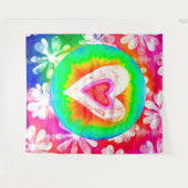 Tenture Coeur de teinture psychédélique (Devant (Horizontal))