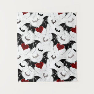 Tenture Coeur d'Halloween avec ailes de chauve-souris noir