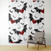 Tenture Coeur d'Halloween avec ailes de chauve-souris noir (En situation)