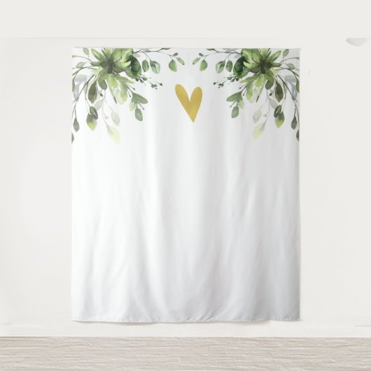 Tenture Coeur Elégant Eucalyptus Verdure Mariage fond (Devant)