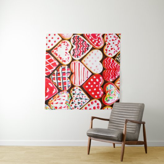 Tenture Coeur en forme de biscuits glaçage pour le jour de (En situation (horizontale))