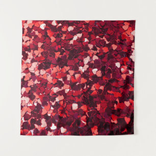 Tenture Cœur Pailleté Rouge : Texture Minimaliste.
