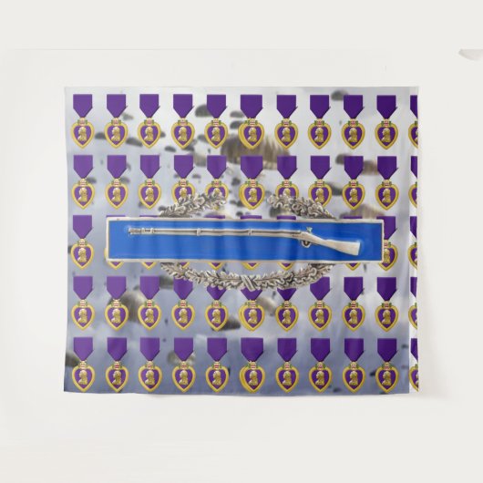 Tenture COEUR POURPRE et INSIGNE D'INFANTERIE DE COMBAT (Devant (Horizontal))