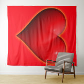 Tenture Coeur rouge 3-D brillant (En situation (horizontale))