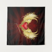 Tenture Coeur rouge avec ailes d'or (Devant (Horizontal))