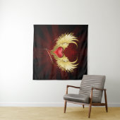 Tenture Coeur rouge avec ailes d'or (En situation (horizontale))