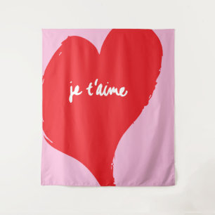 Tenture Coeur rouge avec je t’aime-text sur arrière - plan