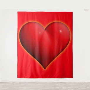 Tenture Cœur Rouge Brillant 3D
