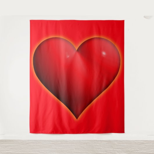 Tenture Cœur Rouge Brillant 3D (Devant)