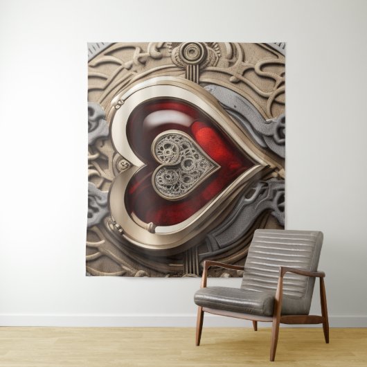 Tenture Coeur Steampunk - Amour mécanique complexe (En situation)