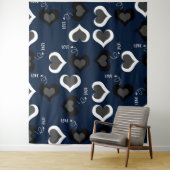 Tenture Coeurs bleus Design motif (En situation)