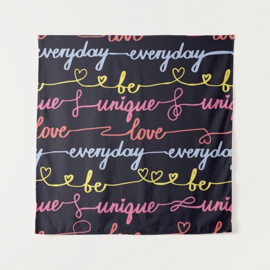 Tenture Coeurs de filles, mots motif sans couture. (Devant)