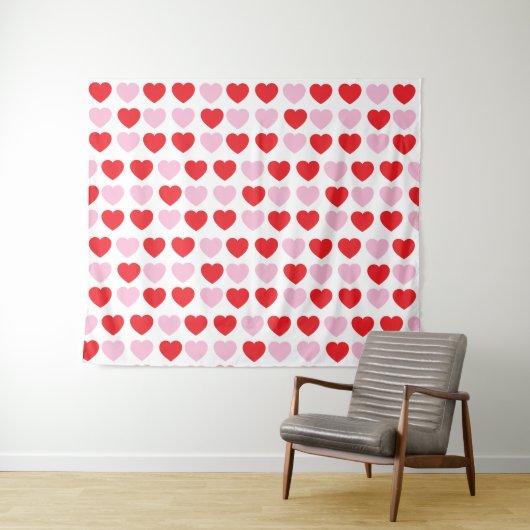 Tenture Cœurs de la Saint-Valentin rouges et roses (En situation (horizontale))