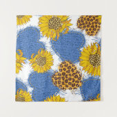 Tenture Coeurs Denim en tissu avec bords déchirés et le (Devant (Horizontal))