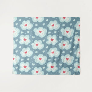 Tenture Coeurs d'hiver et motif mignons de nuages de Milou
