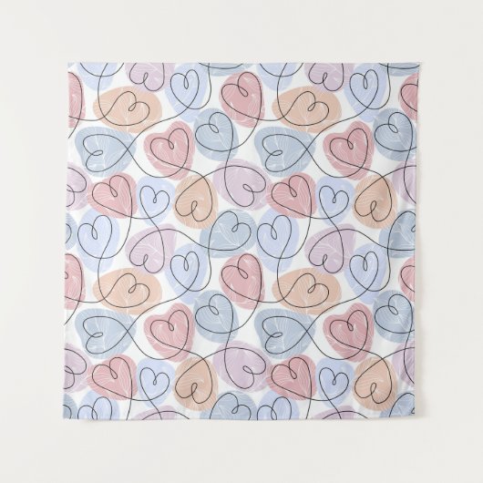 Tenture Cœurs doux : Ligne continue pour la Saint-Valentin (Devant)