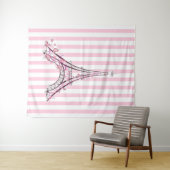 Tenture Coeurs et papillons roses Paris Tour Eiffel (En situation (horizontale))