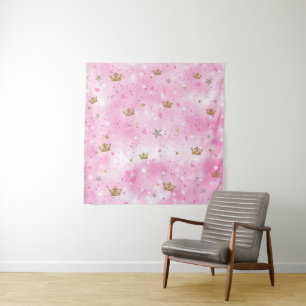Tenture Cœurs Étoiles Couronnes Paillettes de Princesse Ro