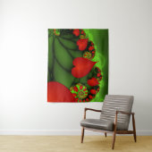 Tenture Coeurs rouges Lime vert Moderne Art Abstrait fract (En situation)