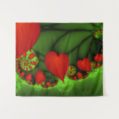 Tenture Coeurs rouges Lime vert Moderne Art Abstrait fract (Devant (Horizontal))
