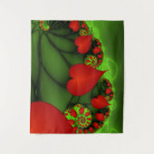 Tenture Coeurs rouges Lime vert Moderne Art Abstrait fract (Devant)