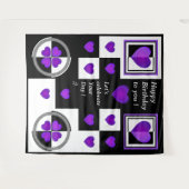 Tenture Cœurs violets B & N qui battent (Devant (Horizontal))