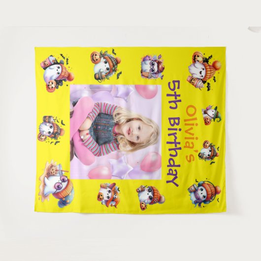 Tenture Coffee Lover Ghost Party Backdrop pour la fête des (Devant (Horizontal))