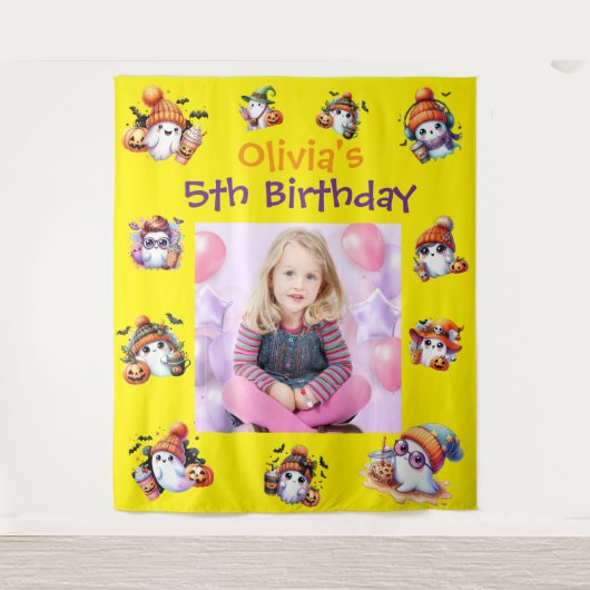 Tenture Coffee Lover Ghost Party Backdrop pour la fête des (Devant)