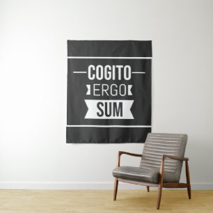 Tenture Cogito ergo sum - Latin phrase -noir