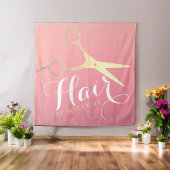 Tenture Coiffeur Salon de Maquillage Moderne Ciseaux Rose 