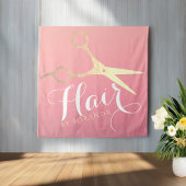 Tenture Coiffeur Salon de Maquillage Moderne Ciseaux Rose 