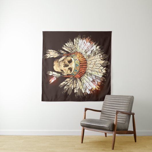 Tenture Coiffure Amérindienne Tirée À La Main Avec H (En situation (horizontale))