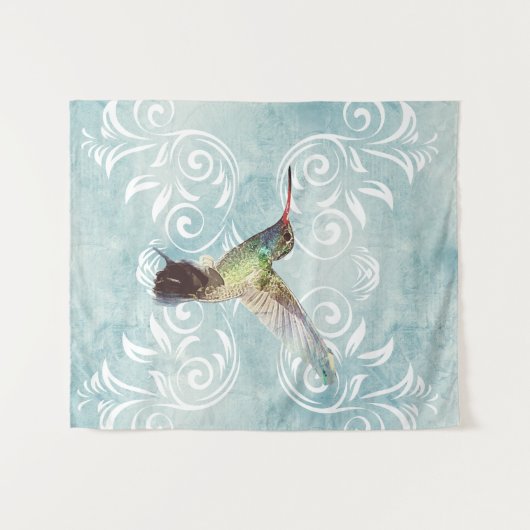 Tenture Colibri à l'Arrière - plan fleuri (Devant (Horizontal))