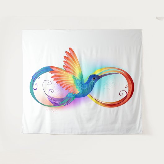 Tenture Colibri arc-en-ciel avec symbole Infinity (Devant (Horizontal))