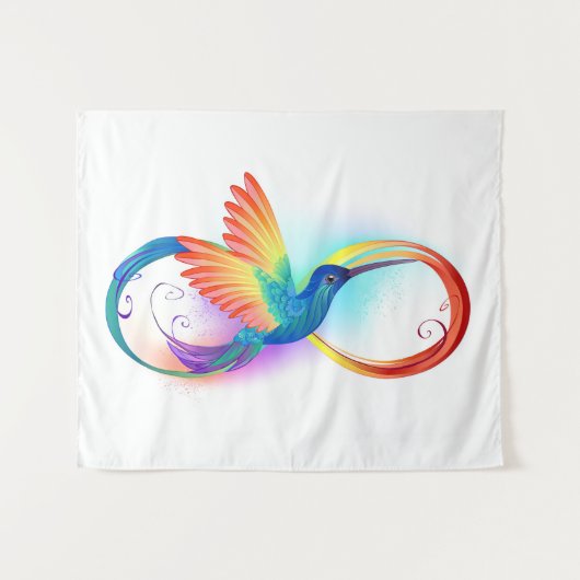 Tenture Colibri arc-en-ciel avec symbole Infinity (Devant (Horizontal))