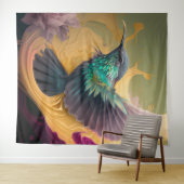 Tenture Colibri en vol Art Abstrait Oiseau sauvage (En situation (horizontale))