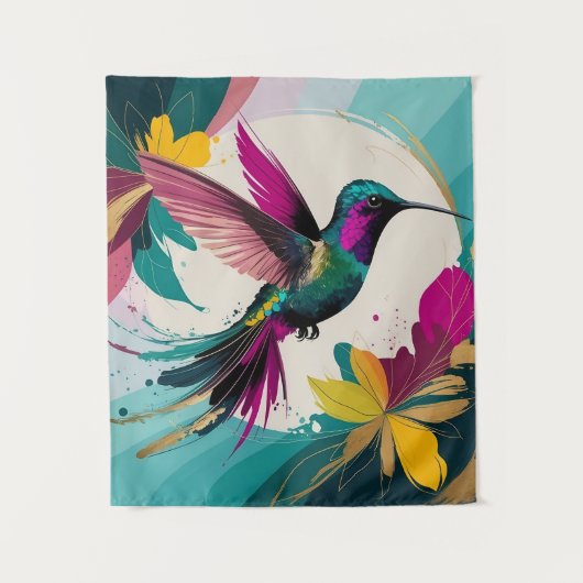 Tenture Colibri en vol : une Abstraite tropicale (Devant)
