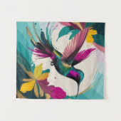 Tenture Colibri en vol : une Abstraite tropicale (Devant (Horizontal))