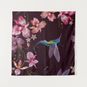 Tenture Colibri et orchidée, mode sans couture tropicale. (Devant (Horizontal))