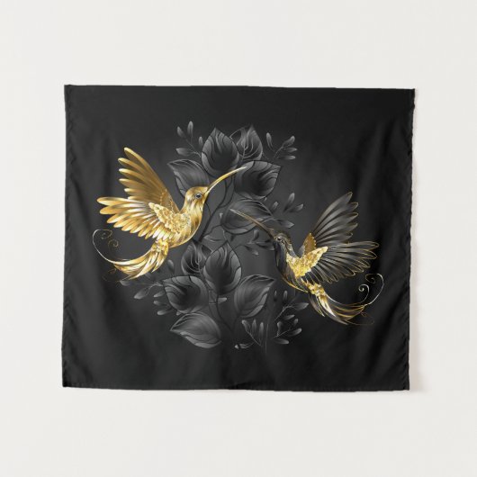 Tenture Colibri noir et or (Devant (Horizontal))