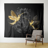 Tenture Colibri noir et or (En situation (horizontale))