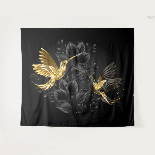 Tenture Colibri noir et or (Devant (Horizontal))
