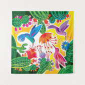 Tenture Colibris et cactus en fleurs (Devant (Horizontal))