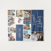 Tenture Collage de 10 Photos Personnalisé Bleu Tout Âge (Devant (Horizontal))