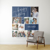 Tenture Collage de 10 Photos Personnalisé Bleu Tout Âge (En situation)