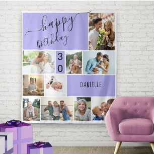 Tenture Collage de 10 Photos Personnalisé Lilas Tout Âge